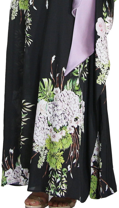 Atelier Legora Caftano monospalla in raso con cintura stampa fiori. Vestiti - Boutique Luisa Trendy