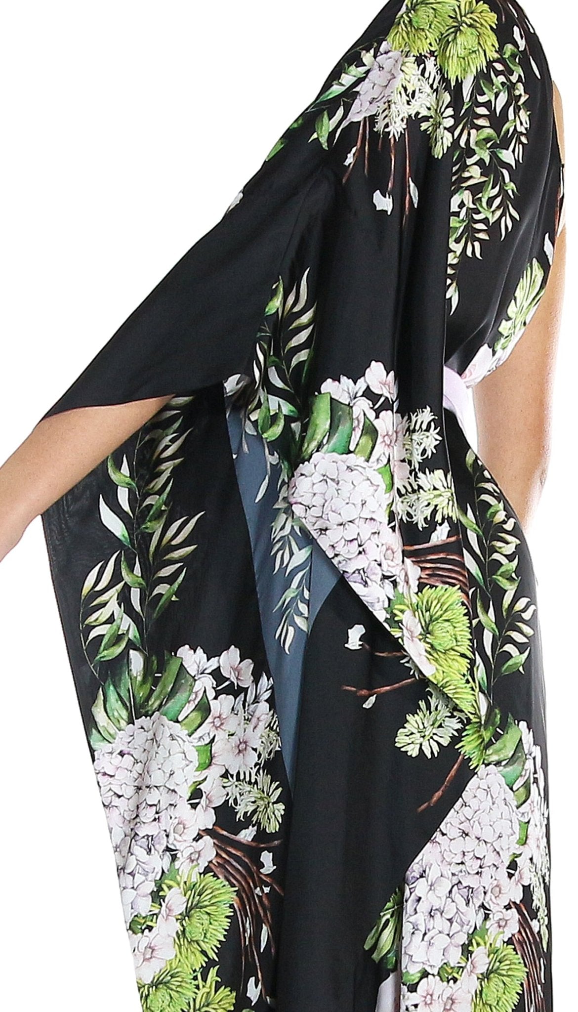 Atelier Legora Caftano monospalla in raso con cintura stampa fiori. Vestiti - Boutique Luisa Trendy