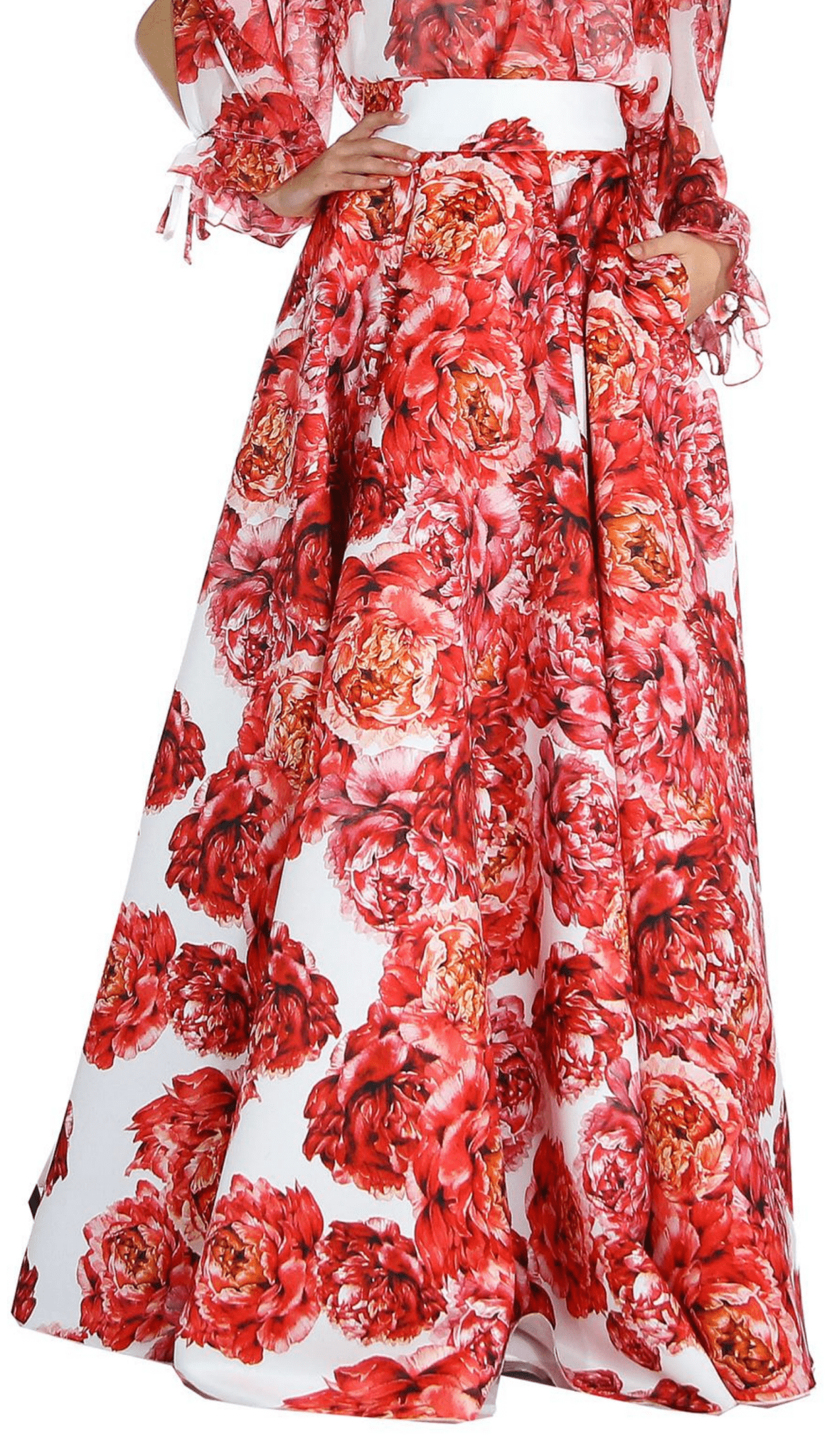 Atelier Legora Gonnellone fantasia rose rosse. Gonna - Boutique Luisa Trendy