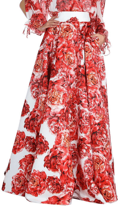Atelier Legora Gonnellone fantasia rose rosse. Gonna - Boutique Luisa Trendy