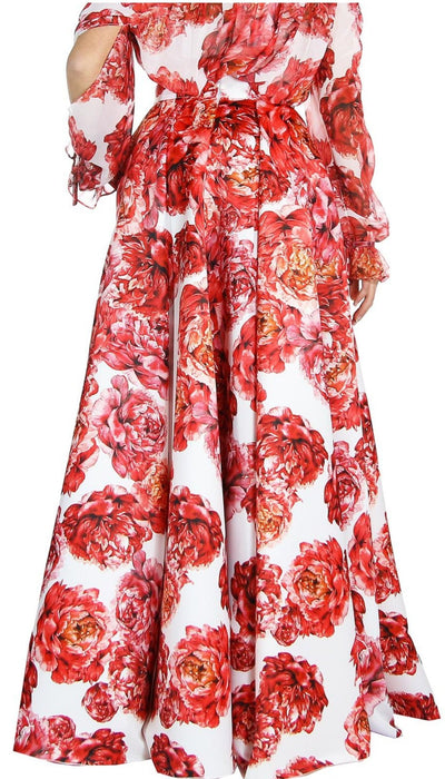 Atelier Legora Gonnellone fantasia rose rosse. Gonna - Boutique Luisa Trendy