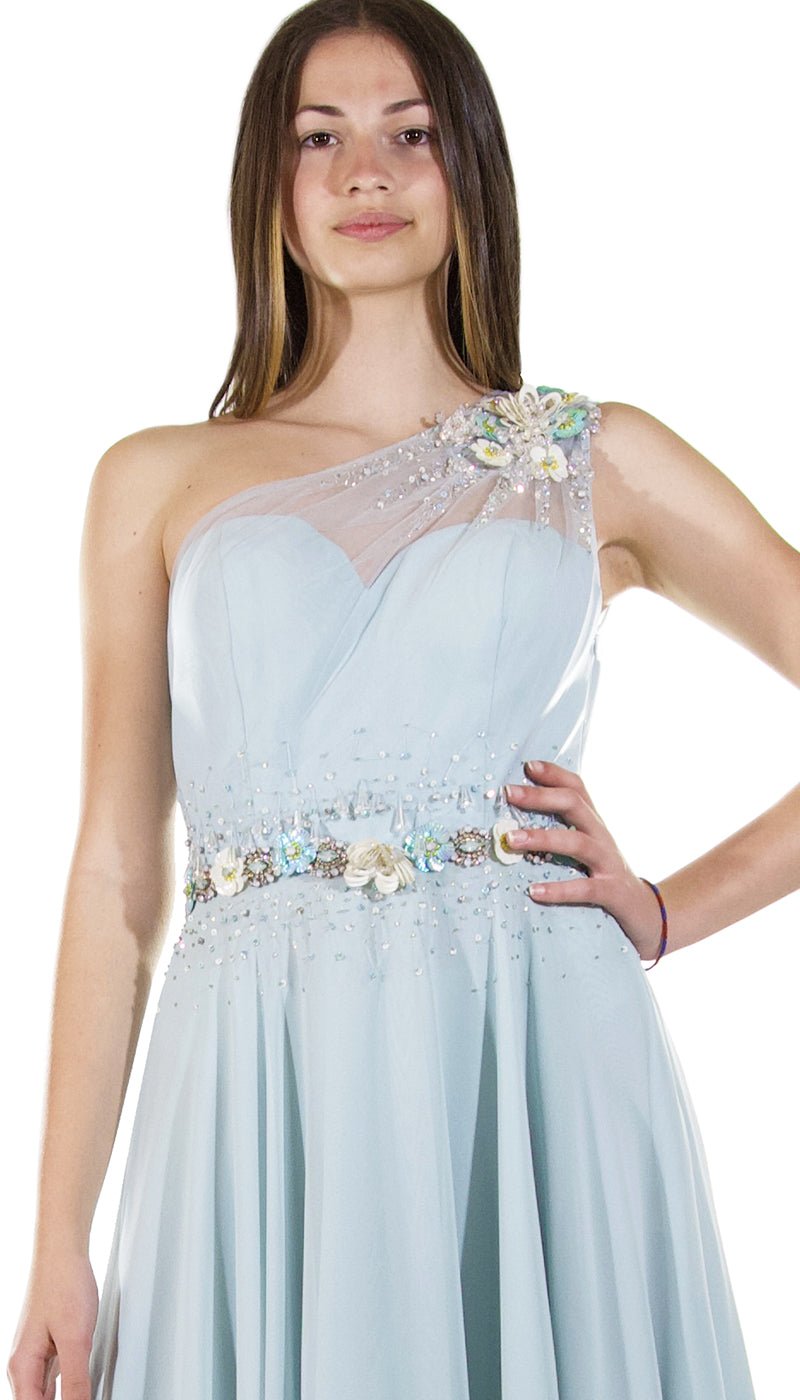 Avantgarde Abito lungo stile impero in voile monospalla. Vestiti - Boutique Luisa Trendy