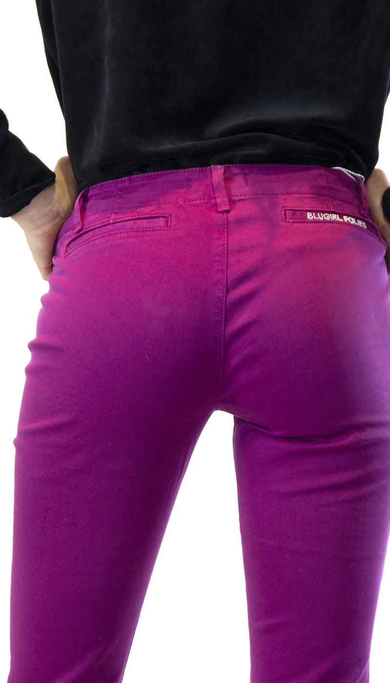 Blugirl Folies Pantalone donna viola in cotone a sigaretta. Pantalone Donna - Boutique Luisa Trendy
