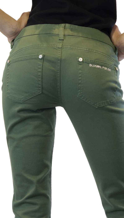 Blugirl Pantalone donna Folies verde in cotone a sigaretta. Pantalone Donna - Boutique Luisa Trendy