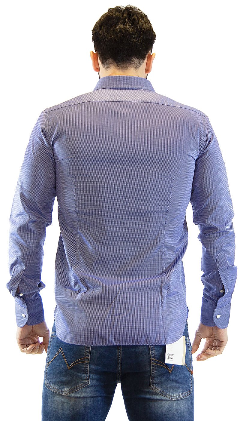 Brancaccio Camicia uomo blu microfantasia. Camicia e gilet - Boutique Luisa Trendy