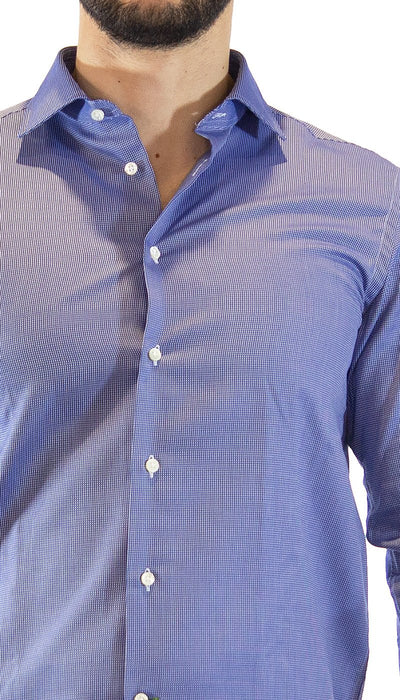 Brancaccio Camicia uomo blu microfantasia. Camicia e gilet - Boutique Luisa Trendy