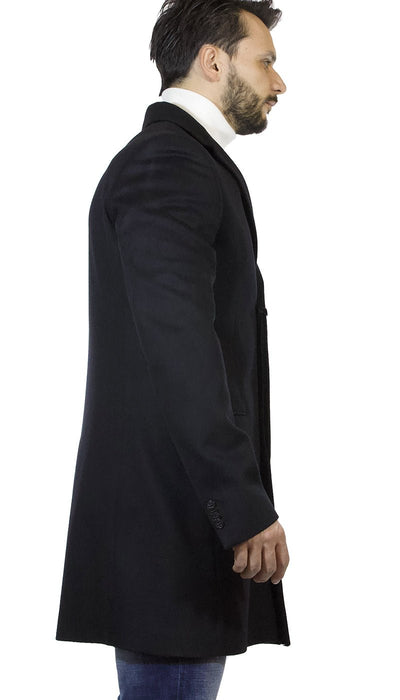 Brian Dales Cappotto lungo uomo nero in lana. Capispalla Uomo - Boutique Luisa Trendy