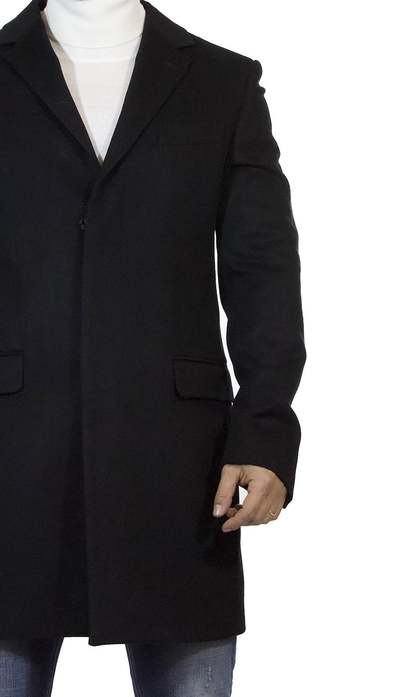 Brian Dales Cappotto lungo uomo nero in lana. Capispalla Uomo - Boutique Luisa Trendy