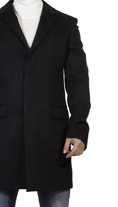 Brian Dales Cappotto lungo uomo nero in lana. Capispalla Uomo - Boutique Luisa Trendy