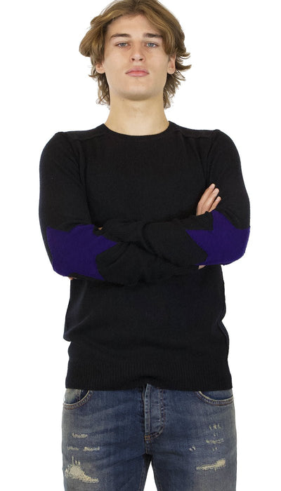 Brian Dales Maglia uomo nera in lana con toppe a forma di stelle Maglie e cardigan uomo - Boutique Luisa Trendy