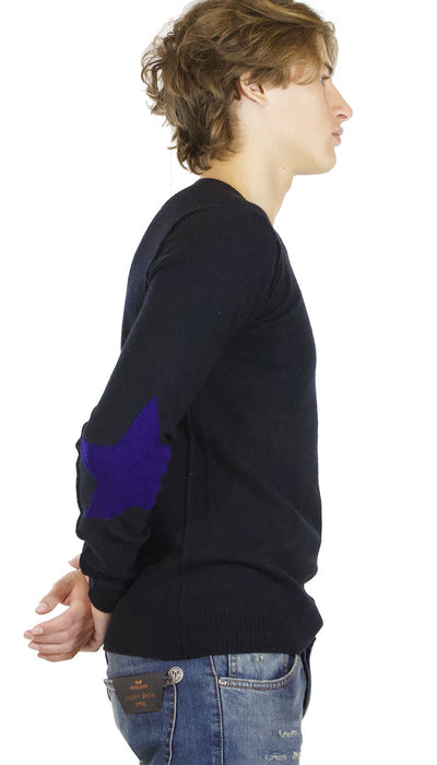 Brian Dales Maglia uomo nera in lana con toppe a forma di stelle Maglie e cardigan uomo - Boutique Luisa Trendy