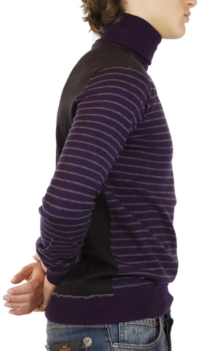 C'n'c Maglia dolcevita uomo in cotone e cashmere rigato vinaccio e grigio Maglie e cardigan uomo - Boutique Luisa Trendy