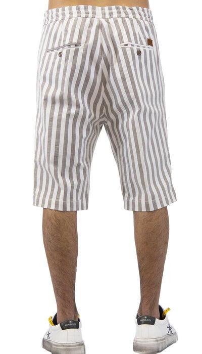 Coroglio by Entre Amis Bermuda a righe con elastico in vita. P198391/1689/0557 Pantaloni Uomo - Boutique Luisa Trendy