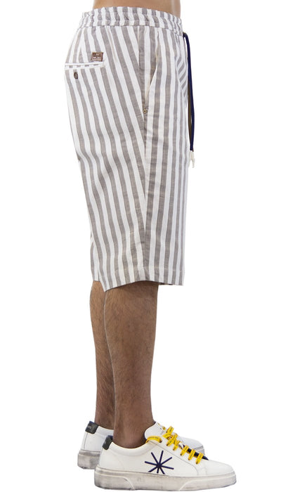 Coroglio by Entre Amis Bermuda a righe con elastico in vita. P198391/1689/0557 Pantaloni Uomo - Boutique Luisa Trendy