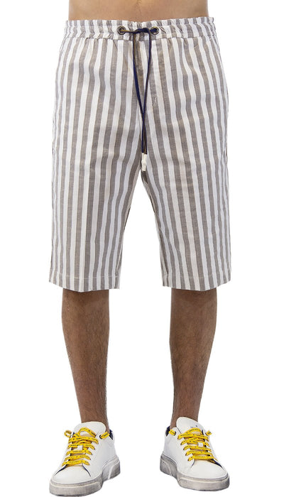 Coroglio by Entre Amis Bermuda a righe con elastico in vita. P198391/1689/0557 Pantaloni Uomo - Boutique Luisa Trendy