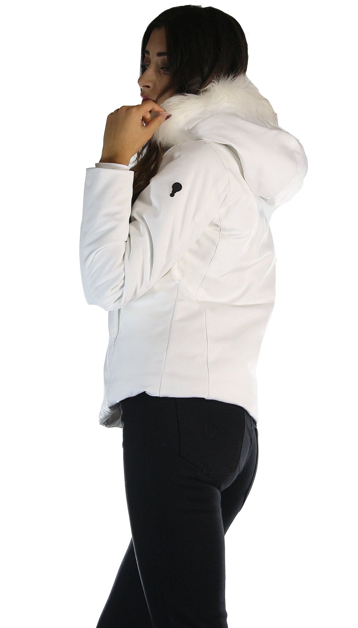 De Lamp Giubbotto corto bianco con cappuccio e pelliccia. L236 Capispalla Donna - Boutique Luisa Trendy