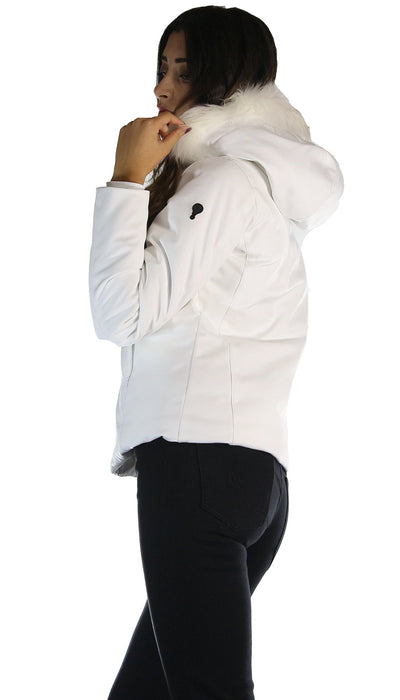 De Lamp Giubbotto corto bianco con cappuccio e pelliccia. L236 Capispalla Donna - Boutique Luisa Trendy