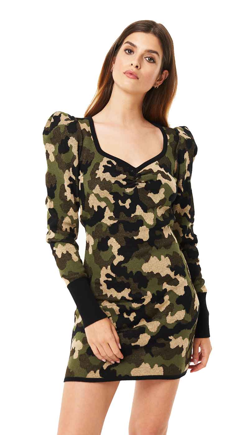 Denny Rose Abito corto donna in maglia lurex stampa camouflage Vestiti - Boutique Luisa Trendy
