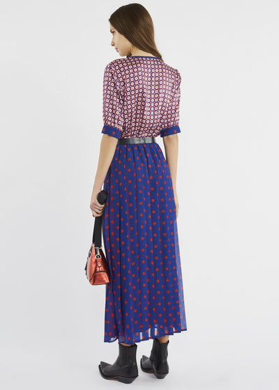 Denny Rose Abito donna lungo con mix di stampe e scollo a V Vestiti - Boutique Luisa Trendy