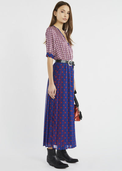 Denny Rose Abito donna lungo con mix di stampe e scollo a V Vestiti - Boutique Luisa Trendy