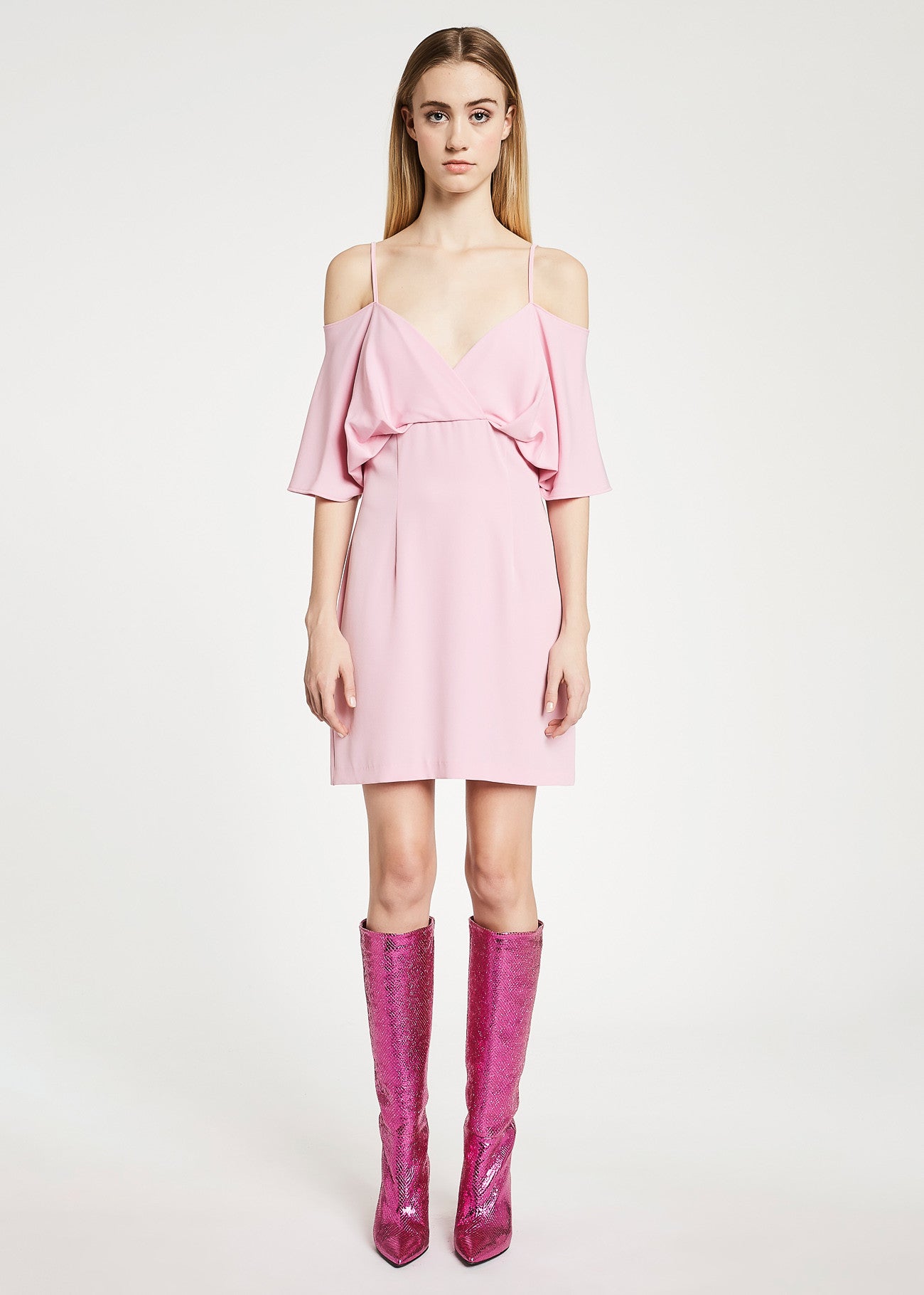 Denny Rose abito donna rosa con scollo stile impero e spalline. Vestiti - Boutique Luisa Trendy