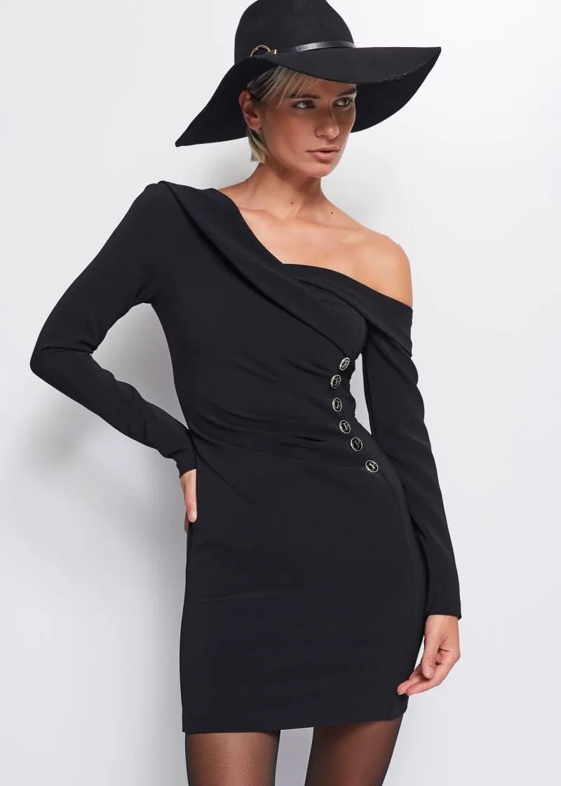 Denny Rose Abito off the shoulder e bottoni logati sul fianco Vestiti - Boutique Luisa Trendy