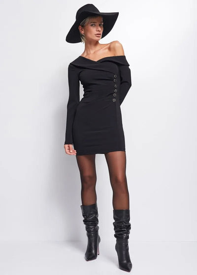 Denny Rose Abito off the shoulder e bottoni logati sul fianco Vestiti - Boutique Luisa Trendy
