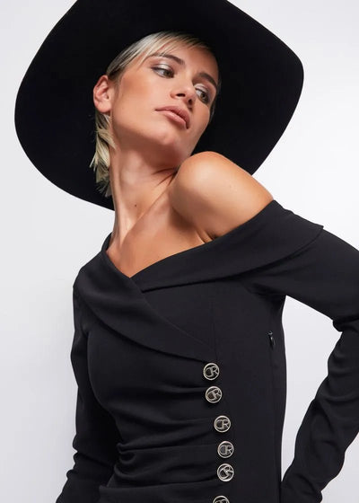Denny Rose Abito off the shoulder e bottoni logati sul fianco Vestiti - Boutique Luisa Trendy