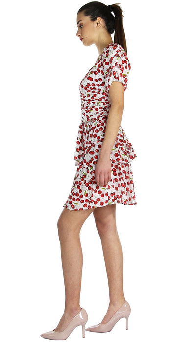 Denny Rose Jeans Abito con gonna a balze stampa ciliegie all over. Vestiti - Boutique Luisa Trendy