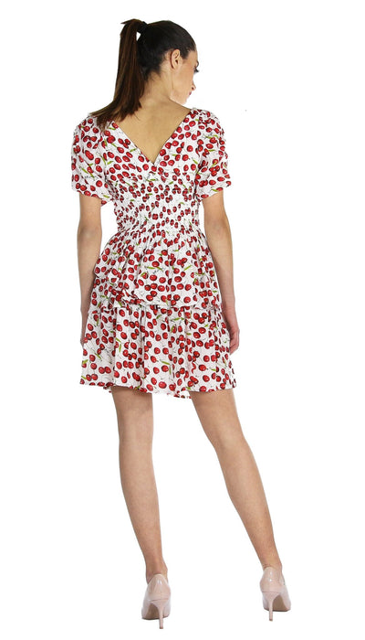Denny Rose Jeans Abito con gonna a balze stampa ciliegie all over. Vestiti - Boutique Luisa Trendy