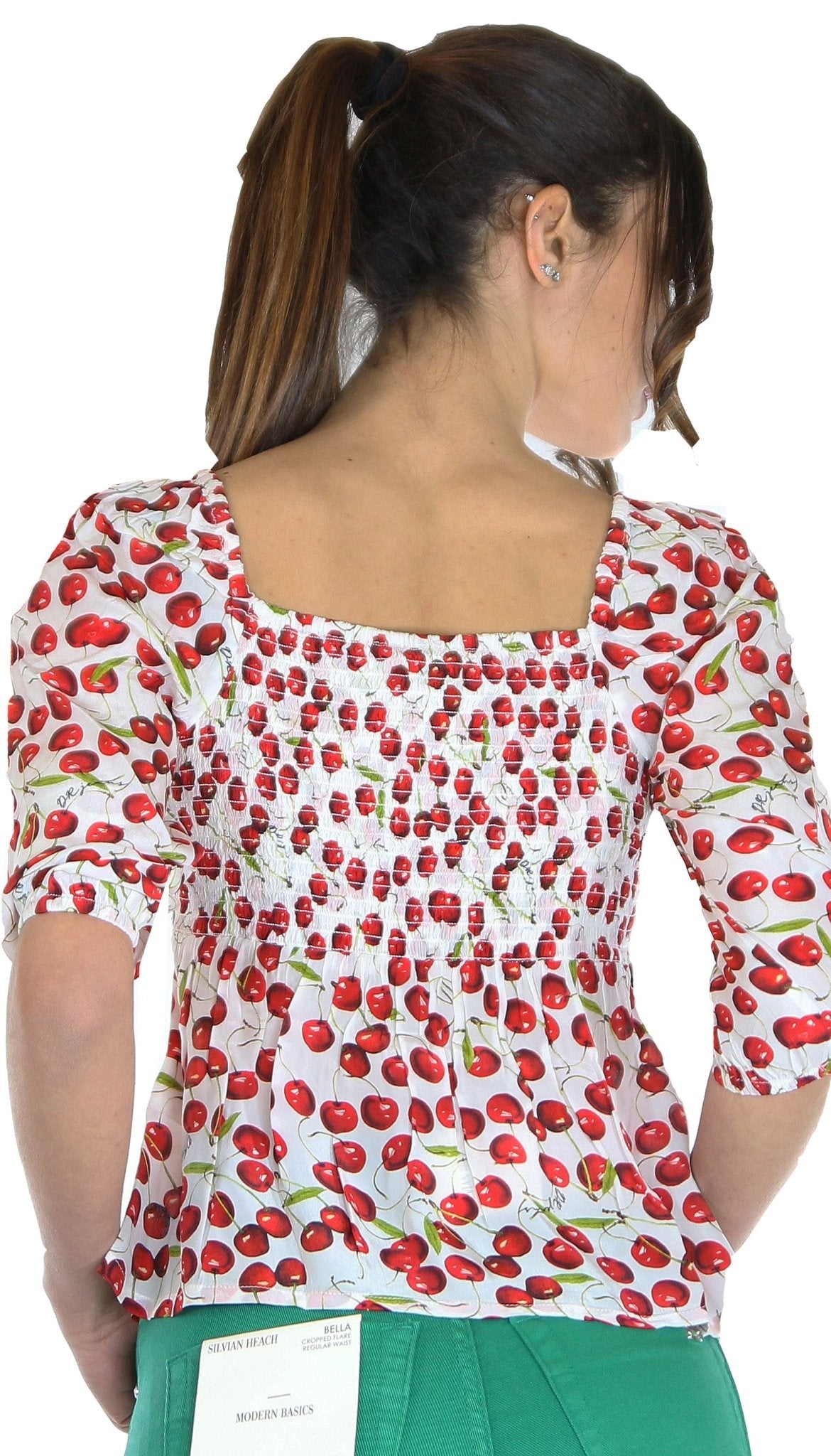 Denny Rose Jeans Blusa in raso con stampa ciliege all over. Bluse e camicie - Boutique Luisa Trendy