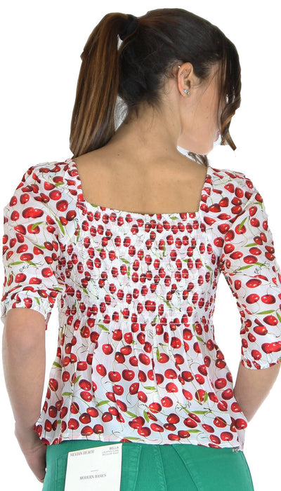 Denny Rose Jeans Blusa in raso con stampa ciliege all over. Bluse e camicie - Boutique Luisa Trendy