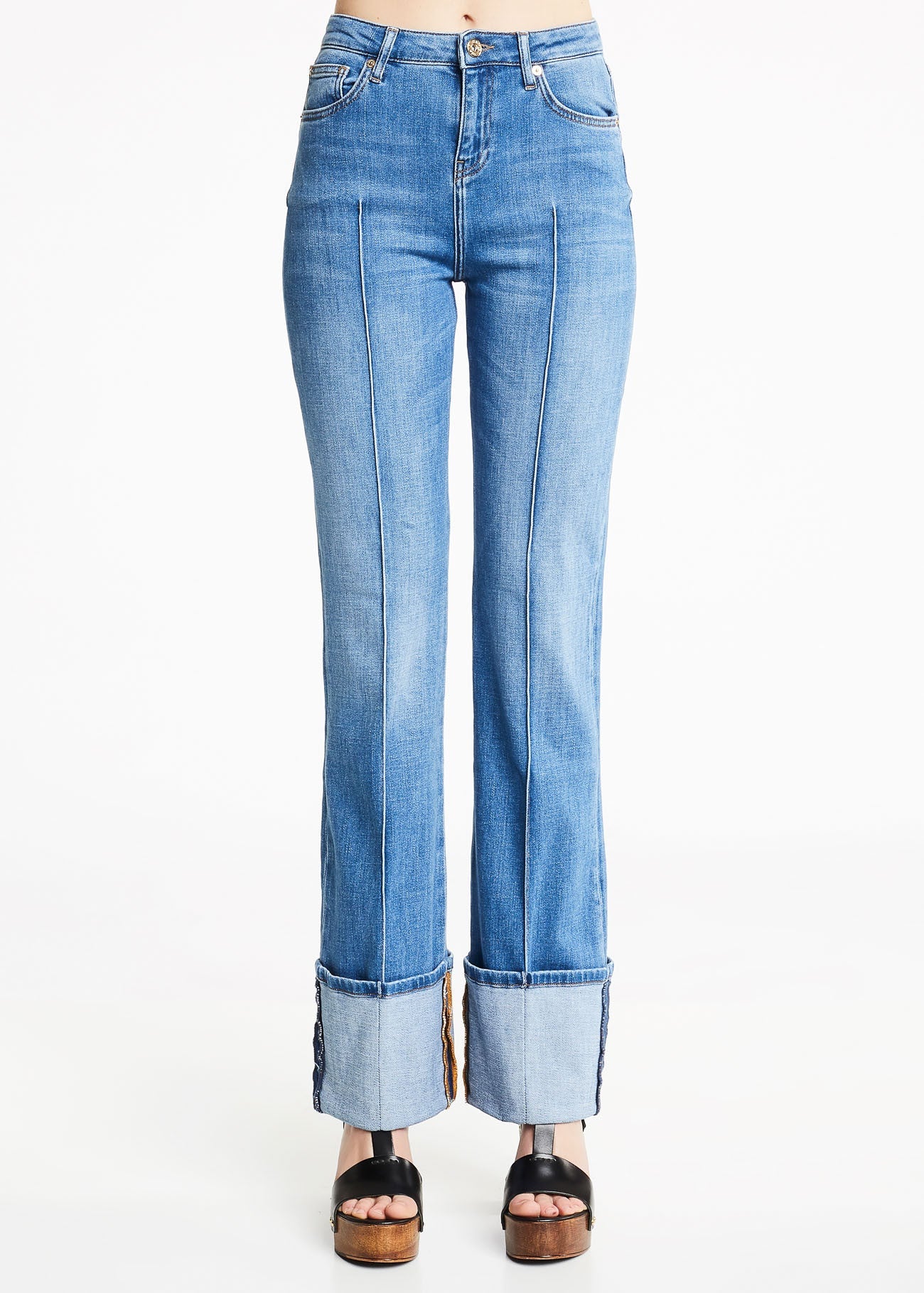 Denny Rose Jeans Jeans vita alta con risvolto cimosa sul fondo. 111ND26021_00 Jeans - Boutique Luisa Trendy