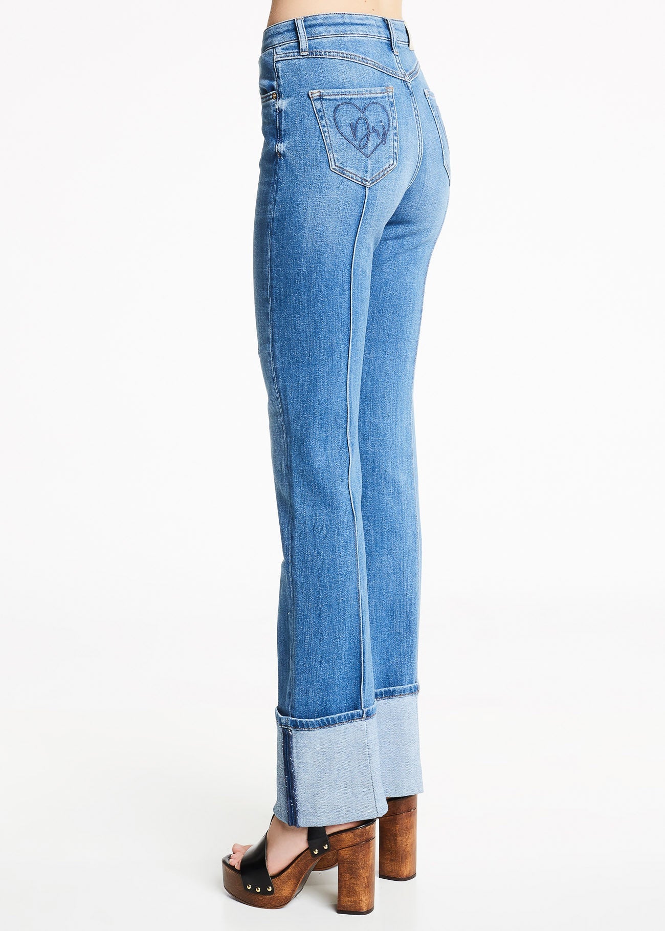 Denny Rose Jeans Jeans vita alta con risvolto cimosa sul fondo. 111ND26021_00 Jeans - Boutique Luisa Trendy