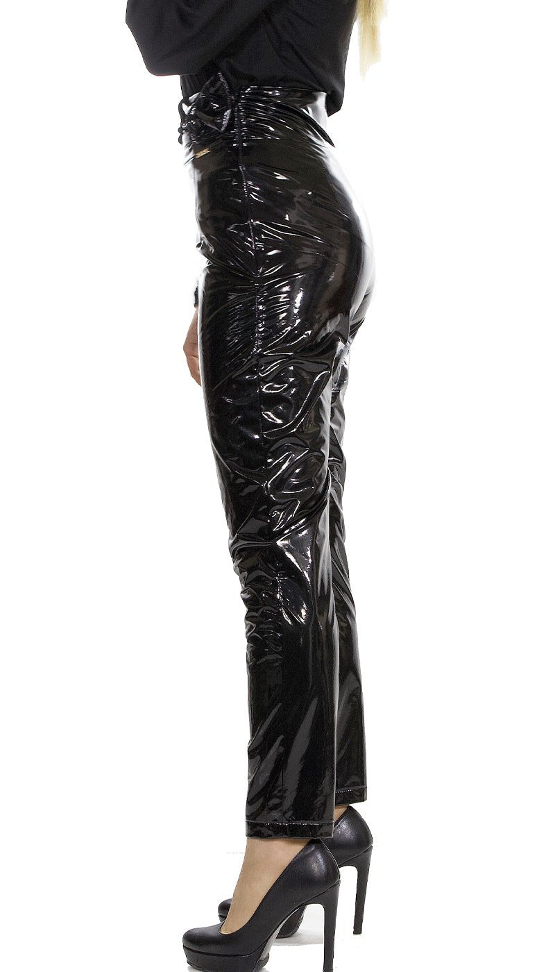 Denny Rose Jeans Pantalone nero effetto vernice con fusciacca. 121ND28001_2001 Pantalone Donna - Boutique Luisa Trendy