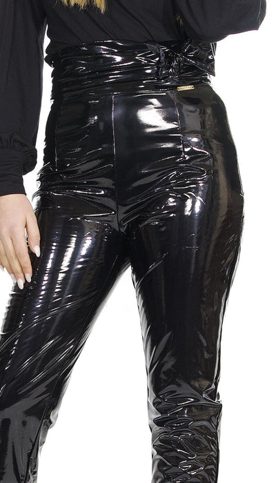 Denny Rose Jeans Pantalone nero effetto vernice con fusciacca. 121ND28001_2001 Pantalone Donna - Boutique Luisa Trendy