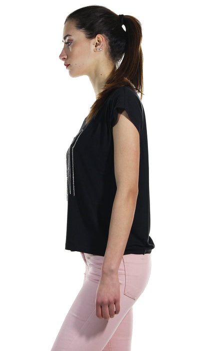 Denny Rose Jeans T-shirt con lettering in strass T-Shirt e top - Boutique Luisa Trendy