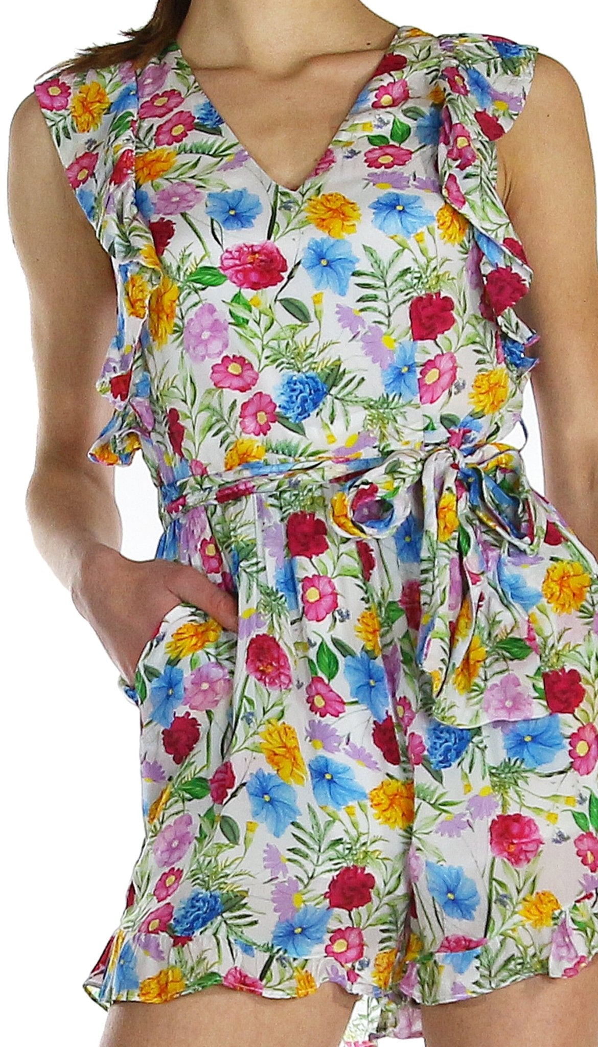 Denny Rose Jeans Tuta con shorts con motivo floreale all over. Vestiti - Boutique Luisa Trendy