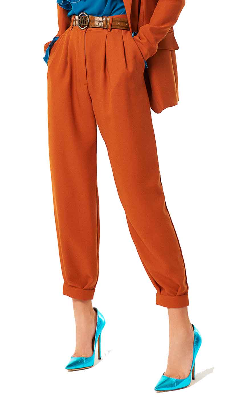 Denny Rose Pantalone donna con doppia pences a vita alta. Pantalone Donna - Boutique Luisa Trendy
