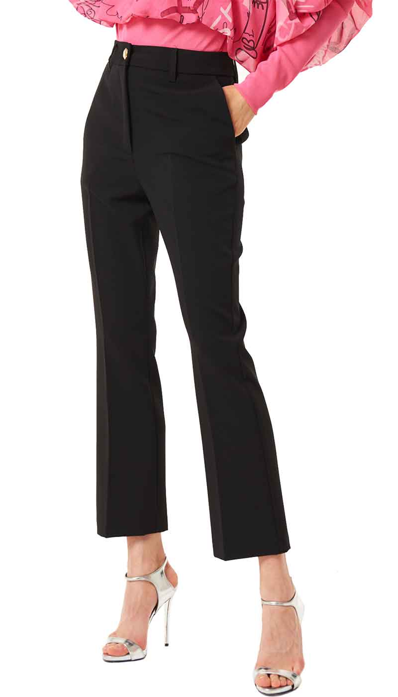 Denny Rose Pantalone donna nero leggermente svasato Pantalone Donna - Boutique Luisa Trendy