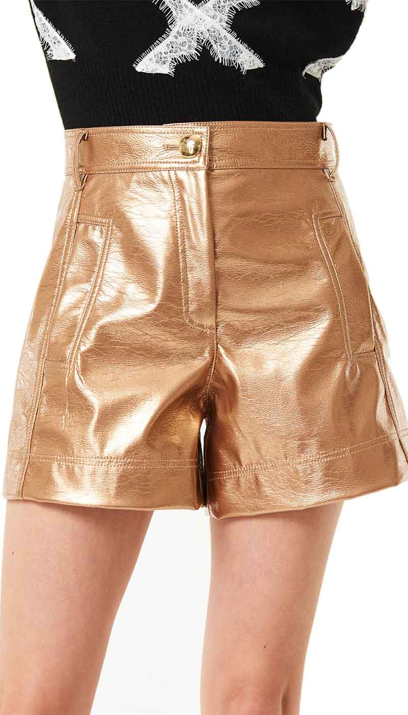 Denny Rose Shorts in similpelle vintage oro. Shorts - Boutique Luisa Trendy