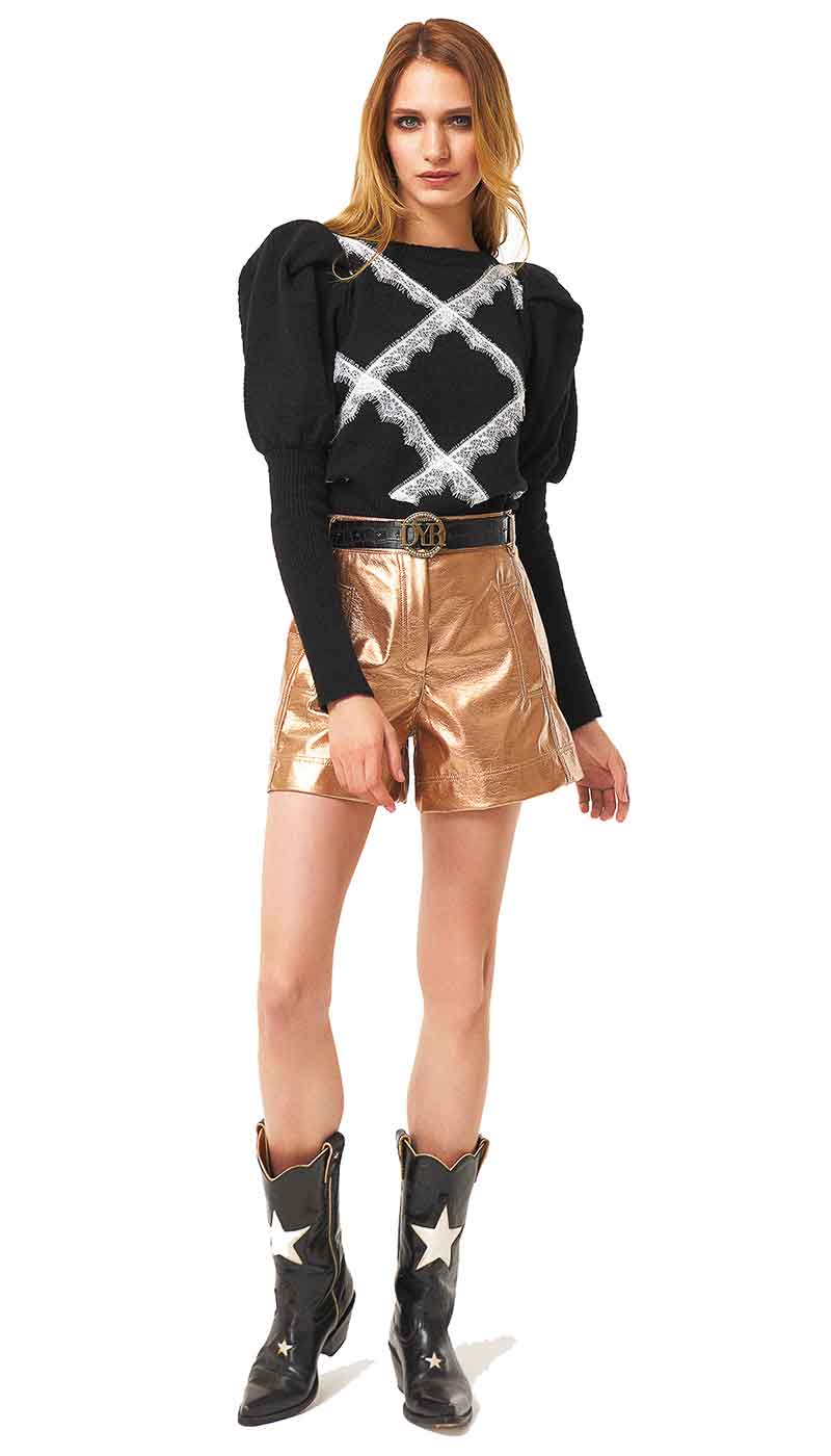Denny Rose Shorts in similpelle vintage oro. Shorts - Boutique Luisa Trendy