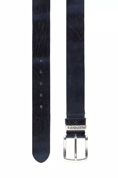 Diesel Cintura blu in pelle con passanti logati. Accessori - Boutique Luisa Trendy