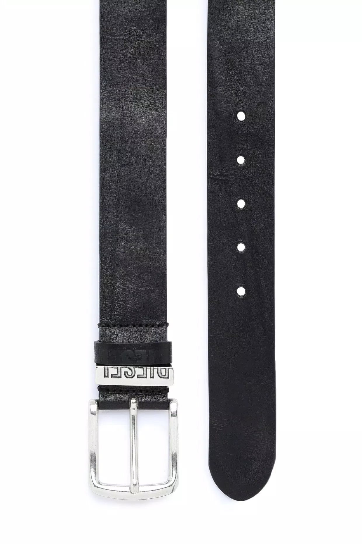 Diesel Cintura nera in pelle con passanti logati. Accessori - Boutique Luisa Trendy