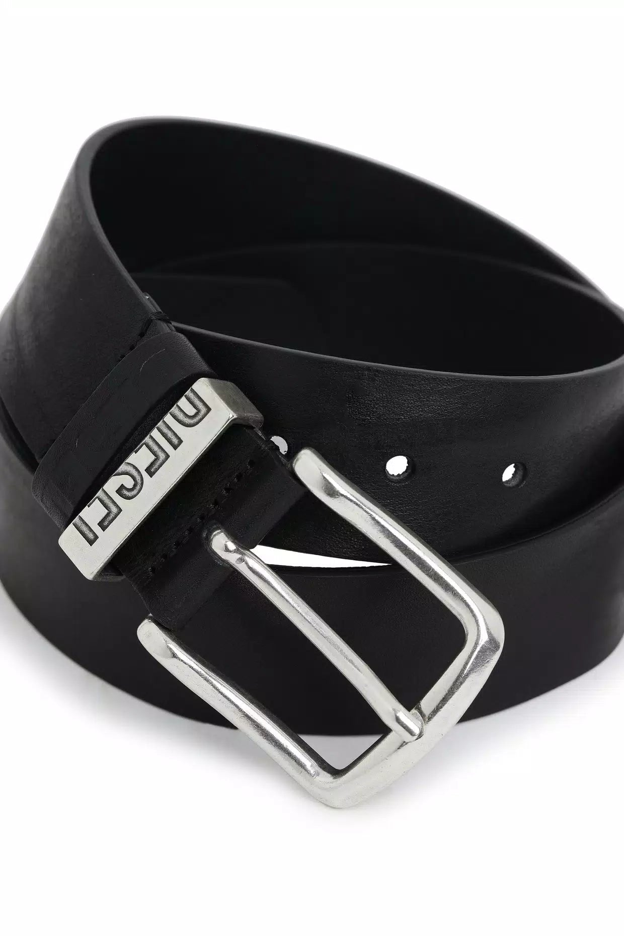 Diesel Cintura nera in pelle con passanti logati. Accessori - Boutique Luisa Trendy