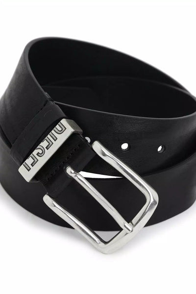 Diesel Cintura nera in pelle con passanti logati. Accessori - Boutique Luisa Trendy