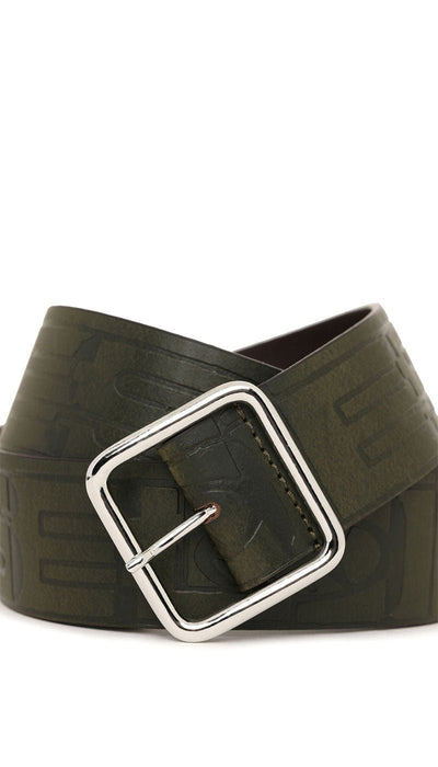 Diesel Cintura verde con logo impresso e fibbia squadrata. Cintura - Boutique Luisa Trendy