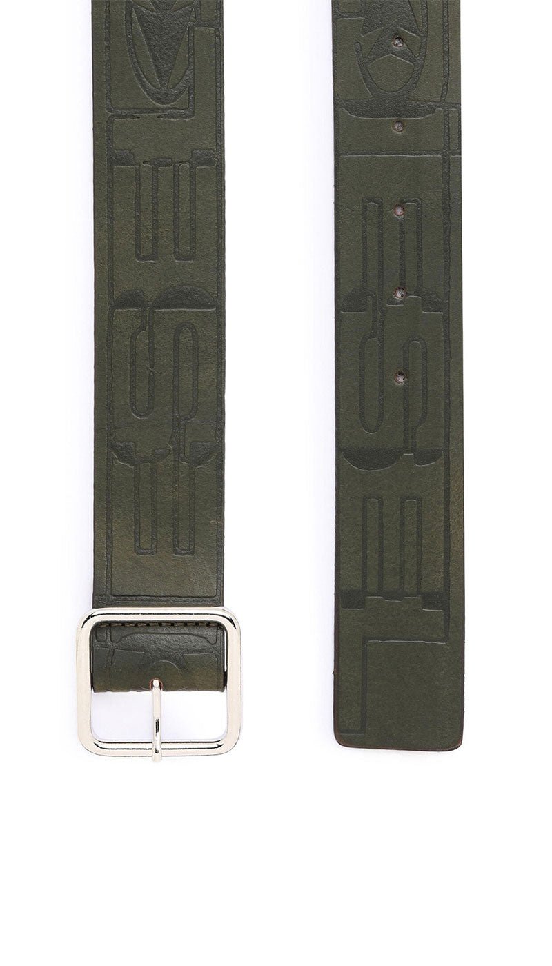 Diesel Cintura verde con logo impresso e fibbia squadrata. Cintura - Boutique Luisa Trendy