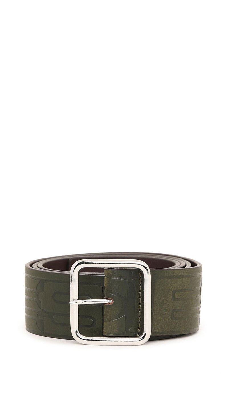 Diesel Cintura verde con logo impresso e fibbia squadrata. Cintura - Boutique Luisa Trendy