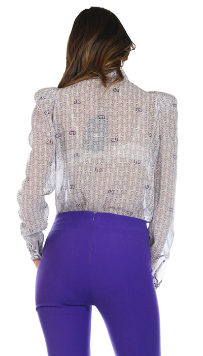 DiveDivine Camicia a body con fiocco stampa logo Bluse e camicie - Boutique Luisa Trendy